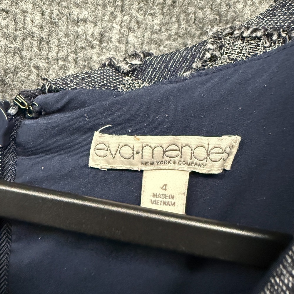 Eva Mendes Dress Womens 4 Blue Abstract A-Line Flowy Formal Classic Old Money - Picture 6 of 10